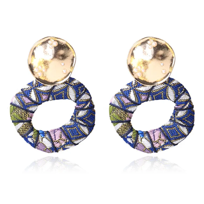Ztech Bohemian Statement Earrings Big Alloy Wrap Cloth Dangle Drop Earrings For Women Dangling Earrings Vintage Brand Jewelry - Окраска металла: Blue