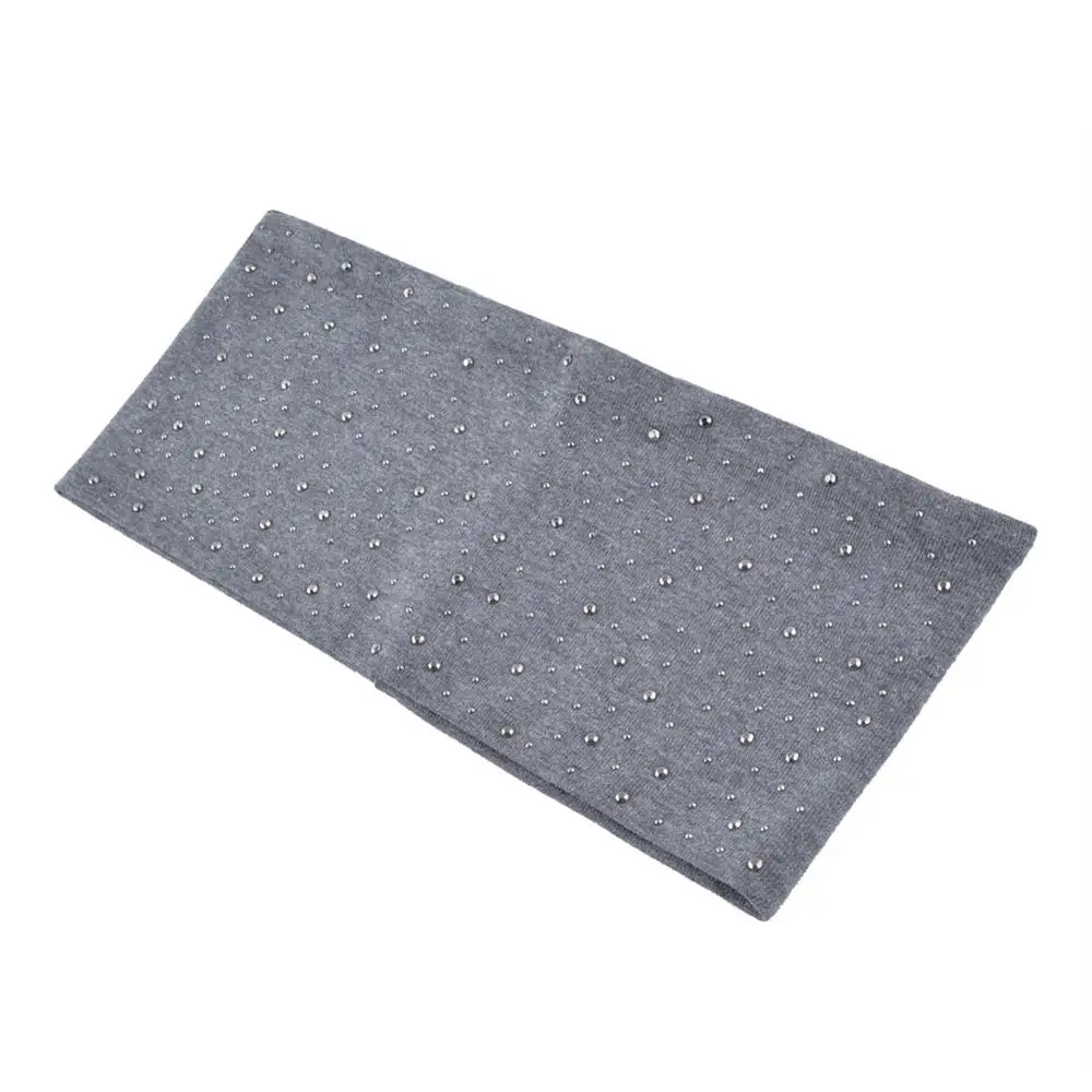 Darkgrey Летняя женская повязка на голову со стразами, Модная хлопковая черная плоская повязка на голову для девочек, Эластичные аксессуары для волос в виде тюрбана - Цвет: Darkgrey