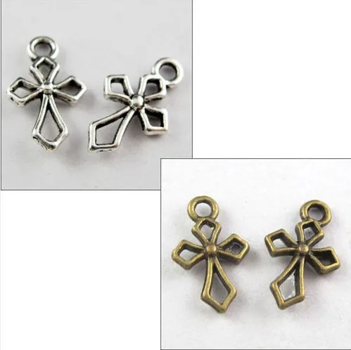Винтажное изделие из серебра/бронзы Маленькая подвеска крестообразной формы для