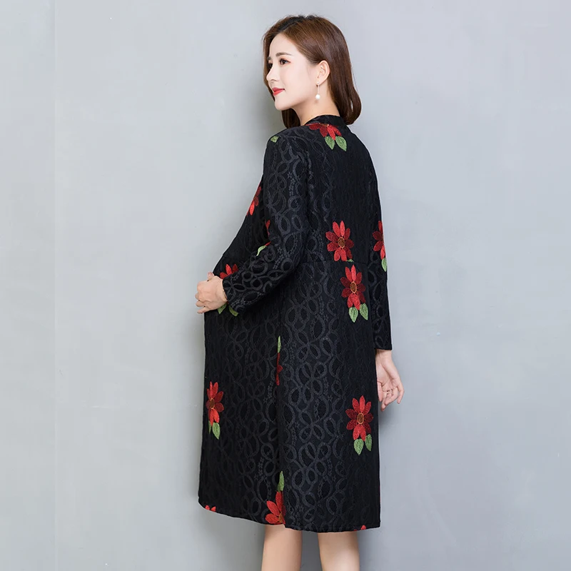 new Spring and autumn Women's ethnic embroidery cardigan coat plus size S-6XL long sleeve sun protection clothing lace jacket | Женская