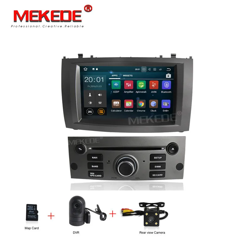 MKD-PX3 HD Android7.1 четырехъядерный автомобильный dvd-плеер для peugeot 407 2004-2010 с BT Радио gps