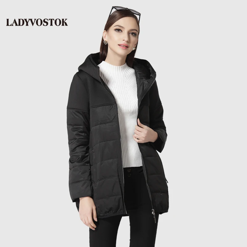 LADYVOSTOK Женское пальто парка Куртка Повседневная Модная Тёплая Зимняя С Капюшоном