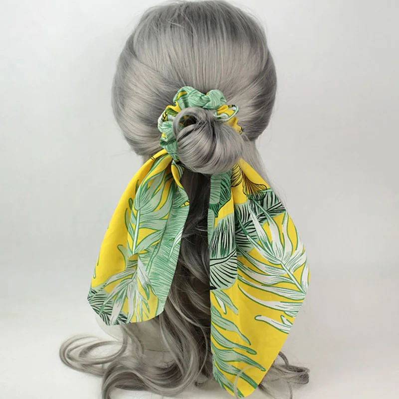 Модная резинка для волос с принтом и бантом аксессуары женщин девушек резинки