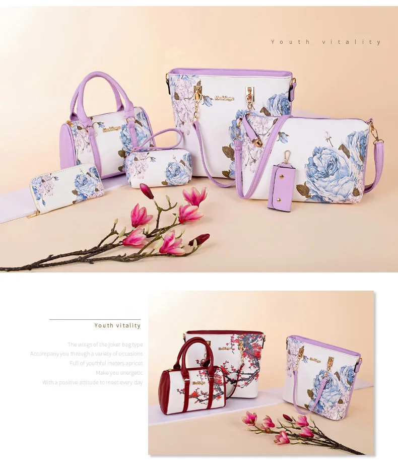 MIWIND New Women Handbag PU Leather Female Bags Fashion Shoulder Bag High Quality 6-Piece Set Designer Brand Bolsa Feminina
