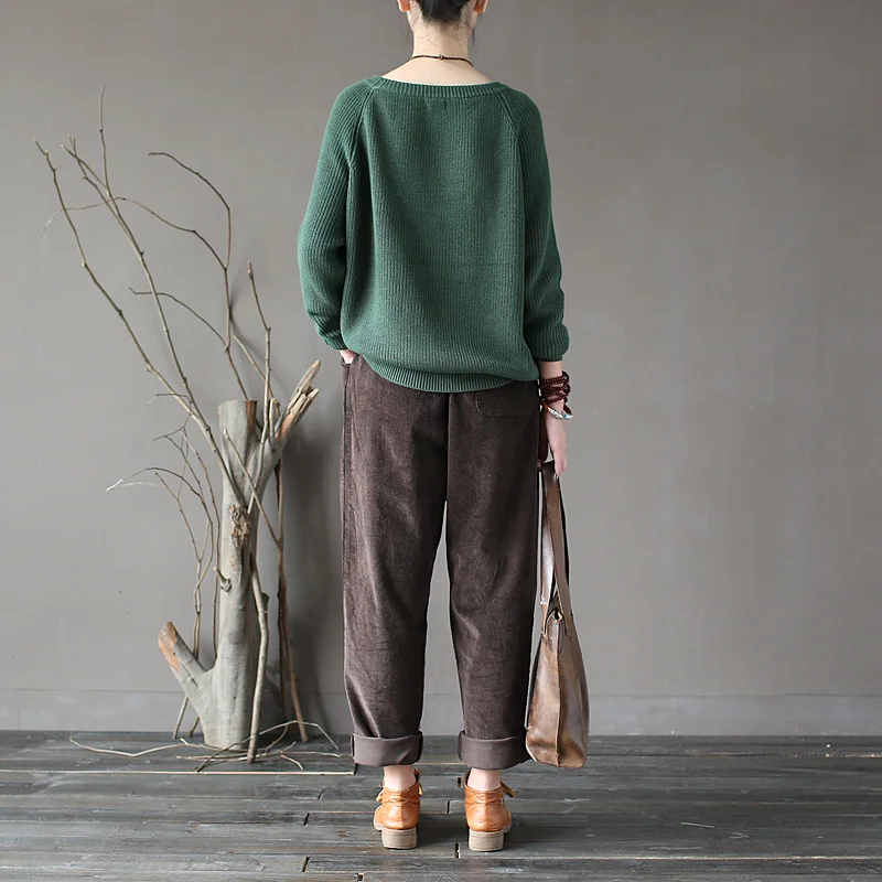 Johnature 2021 Women Warm Sweater Autumn Winter Solid Cotton Loose Knitted Casual O-neck Female Pullovers | Женская одежда