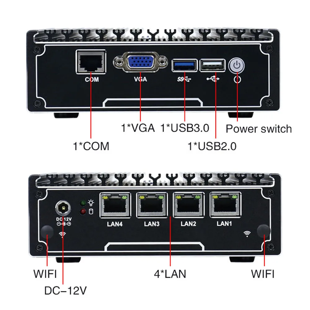 Мини ПК Yanling 4 Ethernet RJ 45 lan портов четырехъядерный процессор Intel Celeron J1900 2 0 ГГц pfsense