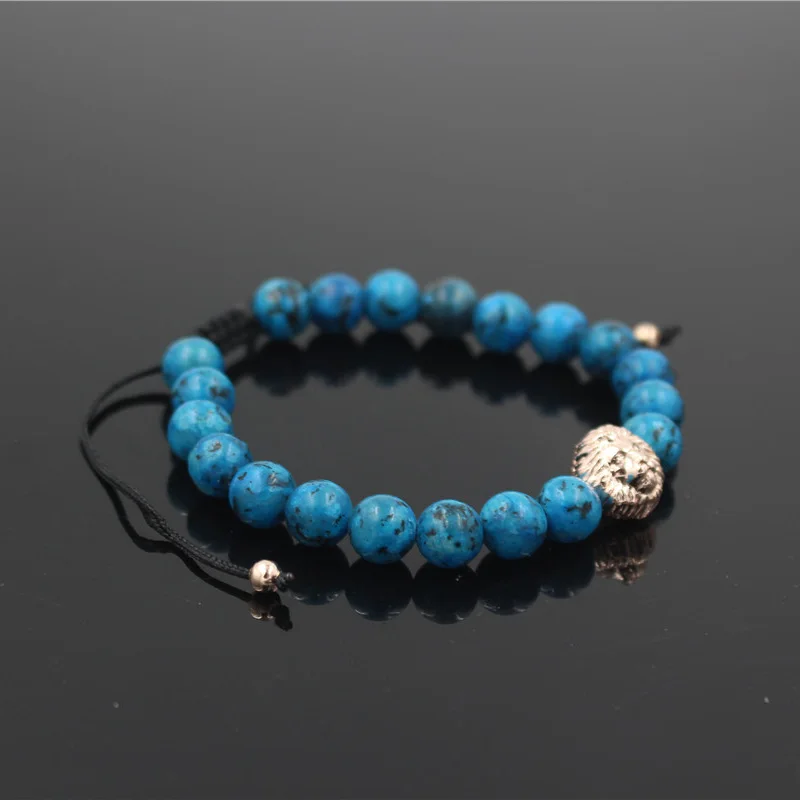 Мужской дизайнерский браслет RB1640 регулируемый из синего мраморного камня