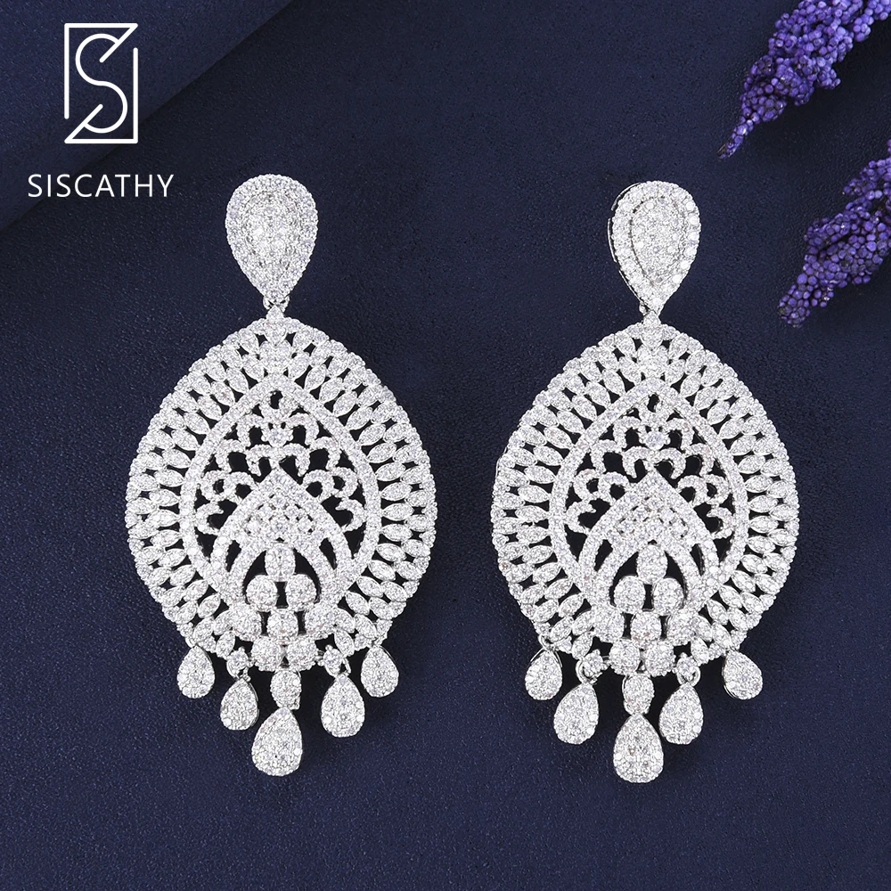 Siscathy 33*64 мм Роскошные полые серьги-капли модные ювелирные изделия кубическая
