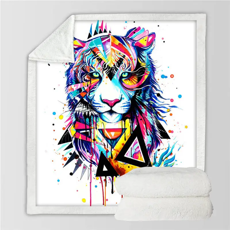 Shattered Tiger Pferd by Pixie холодное искусство микрофибра одеяло для кровати племенная лошадь пледы одеяло красочные Животные Постельные принадлежности акварель Бохо тонкое одеяло - Цвет: Shattered Tiger