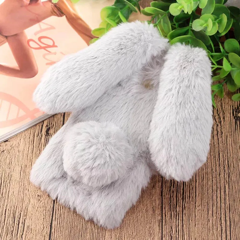 Новый милый Блестящий теплый мягкий чехол для мобильного телефона с кроличьими