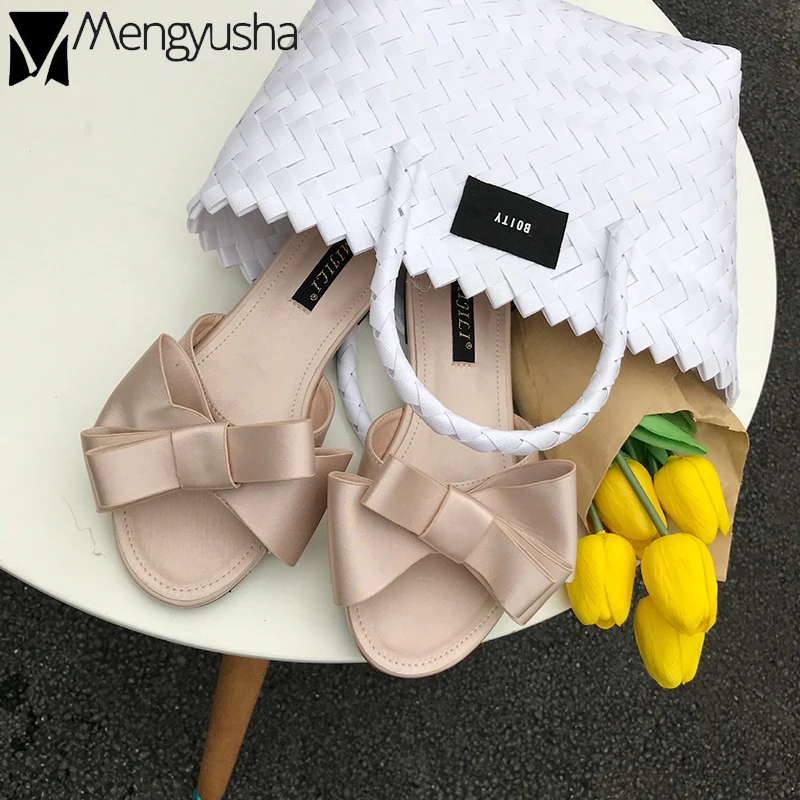 Корейские босоножки лук flipflops женская обувь чистый Летний пляж шлепанцы на