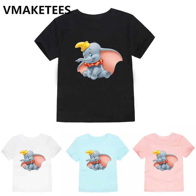 Детская футболка с принтом из мультфильма «Dumbo» Одежда с забавным изображением слона Детская летняя футболка с короткими рукавами HKP2445A