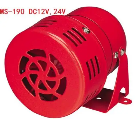 Миниатюрная металлическая сирена MS-190 AC 220V 110dB красного цвета для промышленных сигналов тревоги и защиты от краж.