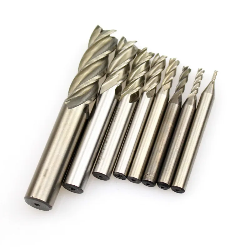8 шт. не метрический 1/16 ''1/8'' 5/32 ''3/16'' 1/4 ''5/16'' 3/8 ''1/2'' HSS 4 прямолинейный хвостовик флейты квадратный нос Концевая фреза