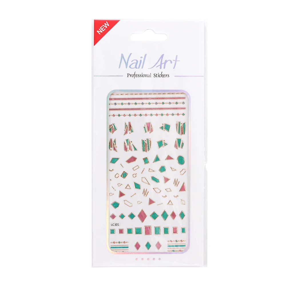 1 шт стикеры 3D на ногти Nail Art Наклейки, Клейкие Ювелирные изделия, ползунок, геометрические цветы, обертывание ногтей, золотое ожерелье, украшение для маникюра, TRLC301-312