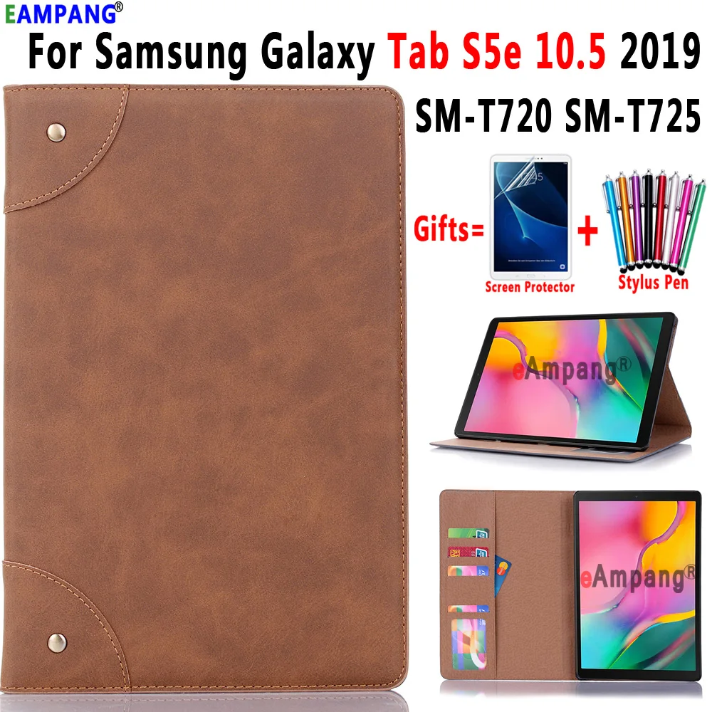 Умный чехол для Samsung Galaxy Tab S5e 10 5 T720 T725 SM-T720 SM-T725 Ретро книжка кожаный | Компьютеры и