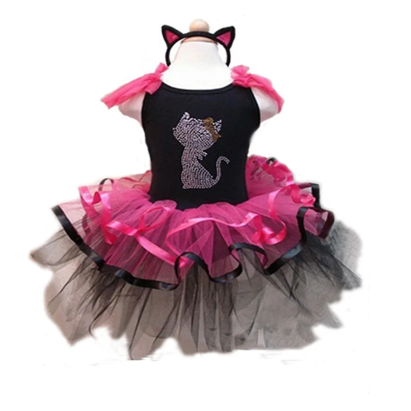 Хеллоуин костюм девушки с Cat повязка на голову для маленьких детей черный и ярко