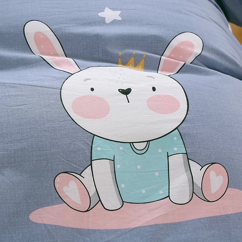 Пододеяльник в мультяшном стиле с изображением кролика удобное мягкое стеганое