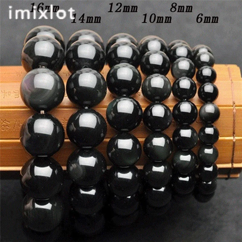 Простой натуральный Радужный обсидиановый браслет imixlot из бисера для мужчин и