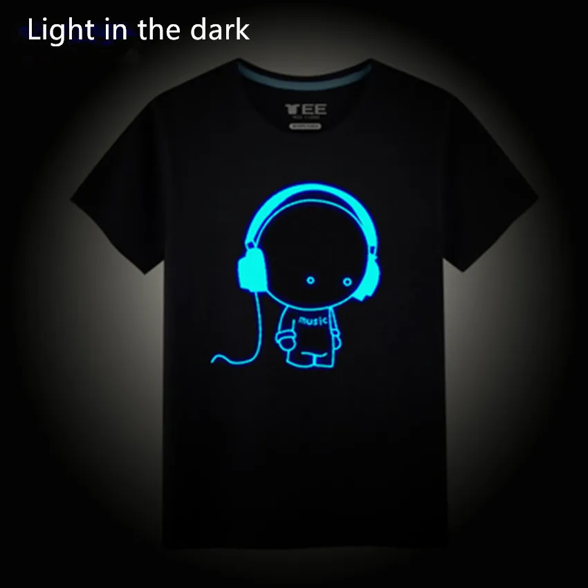 3D Футболки из 100% хлопка которые светятся в темноте летние футболки для мальчиков