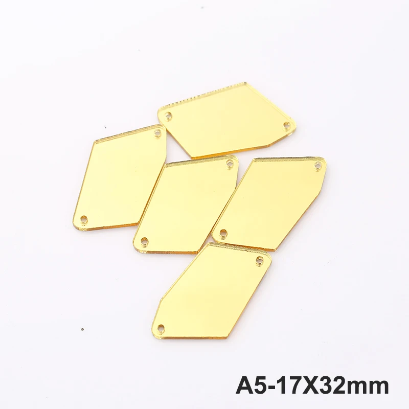 A5-17X32mm RESEN светло-Золотое Смешанное пластиковое плоское зеркало акриловые стразы с отверстиями пришить Камень для украшения клубного платья 30 шт - Цвет: A5-17X32mm