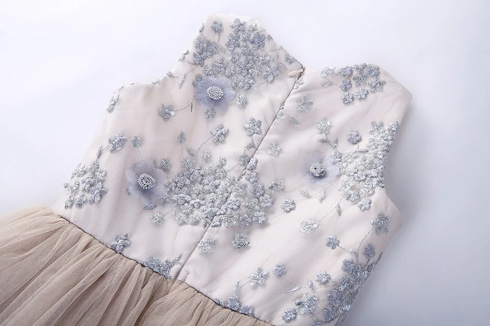 Симпатичная одежда От 6 до 13 лет платье с цветочным узором для девочек фатиновой