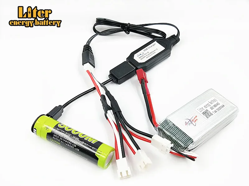 3 шт. 7 4 В 1600 мАч литий-полимерный аккумулятор с зарядным устройством USB для FT009 RC Boat