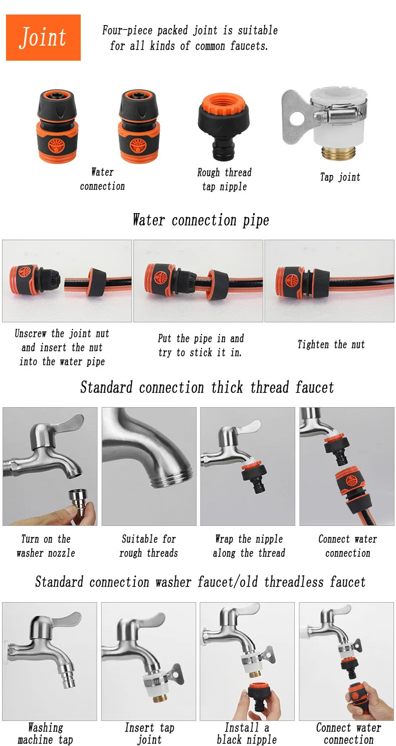 Telescopic Long Pole Washer Water Gun Spray Durable Powerful High Pressure Power Water Gun Car Wash Jet Watering Kit