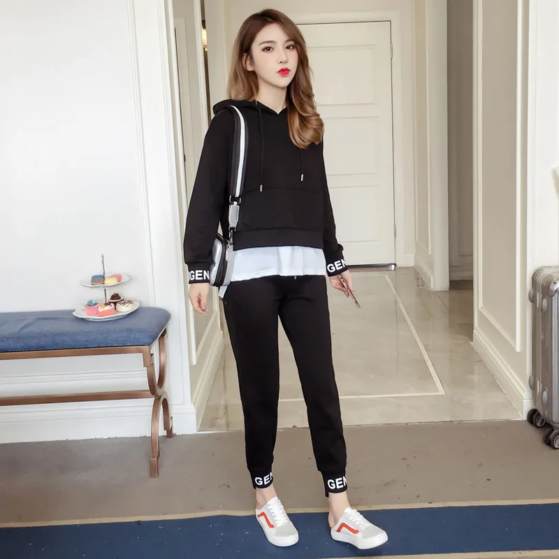 

Fashion loose sports suit female 2018 autumn new casual Harajuku shirt small feet pants two sets of temperament women's clothes