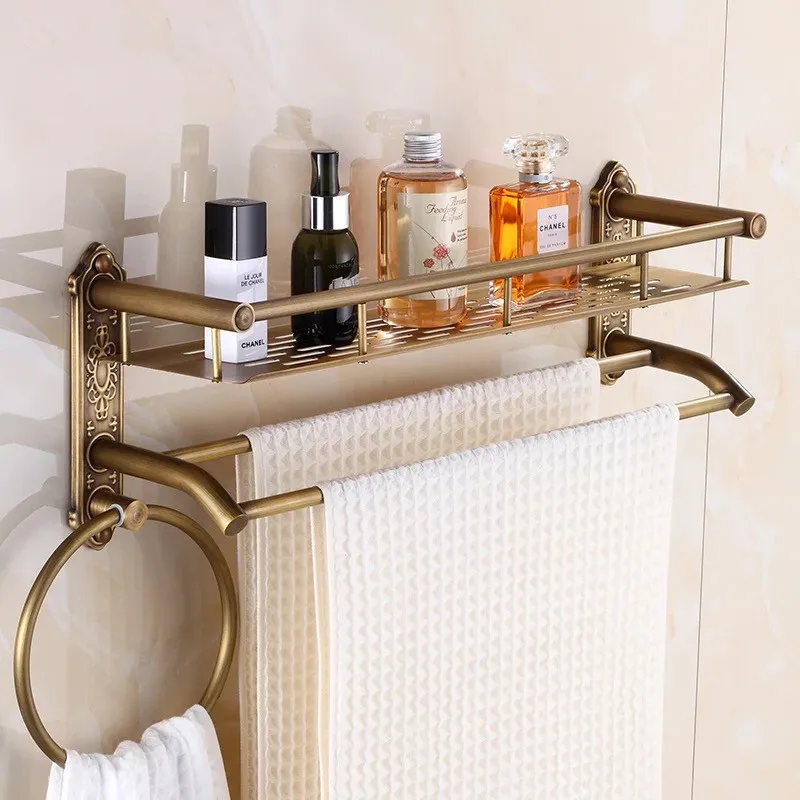 Античная латунная полка для ванной комнаты с полкой волос держатель полотенец