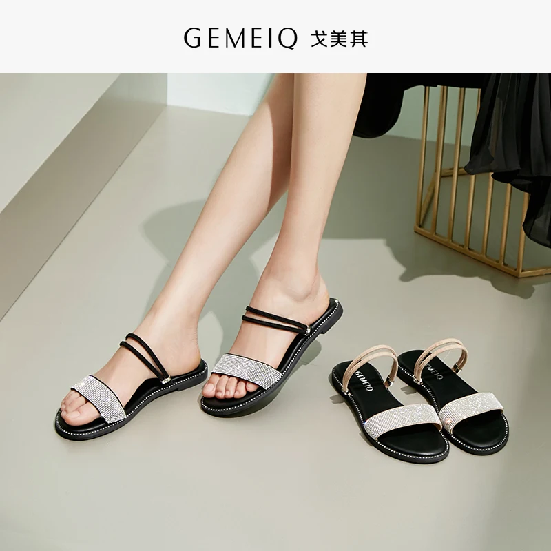 GEMEIQ/2019 г. женские босоножки Модные летние пляжные сандалии на плоской подошве с