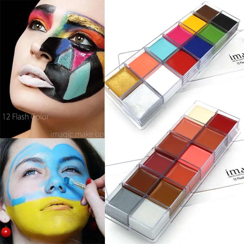 Светящаяся в темноте Татуировка Палетка для лица тела Краски Make Up масло ing арт
