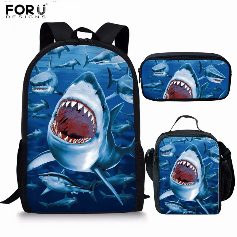 FORUDESIGNS/детская школьная сумка с 3D принтом акулы Детские ортопедические школьные