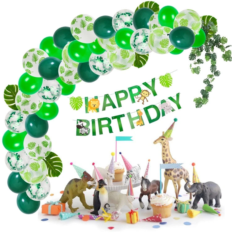 FENGRISE Palm Leaf Tropical Party Balloons Wild One Birthday Ballons Confetti Latex Baloons Jungle Safari Hawaiian Party Decor
