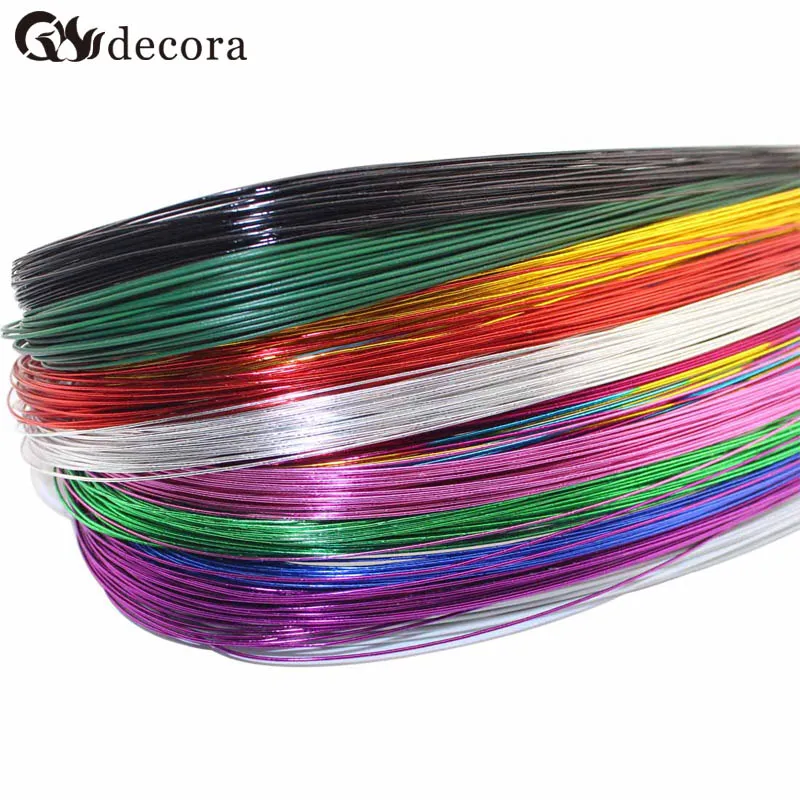 Multicolor DECORA 22# зеленый цвет ПВХ покрытием железная проволока нейлон чулок цветок аксессуар(50 шт./лот - Цвет: Multicolor