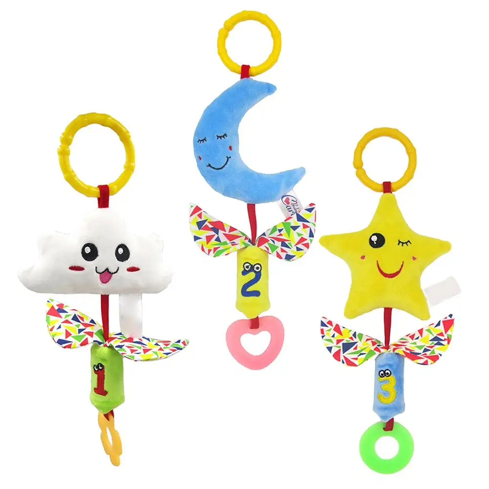 

Wind Chime Toy Printed Cloth PP Cotton Soft White Cloud Blue Moon Little Starinteractive Toys