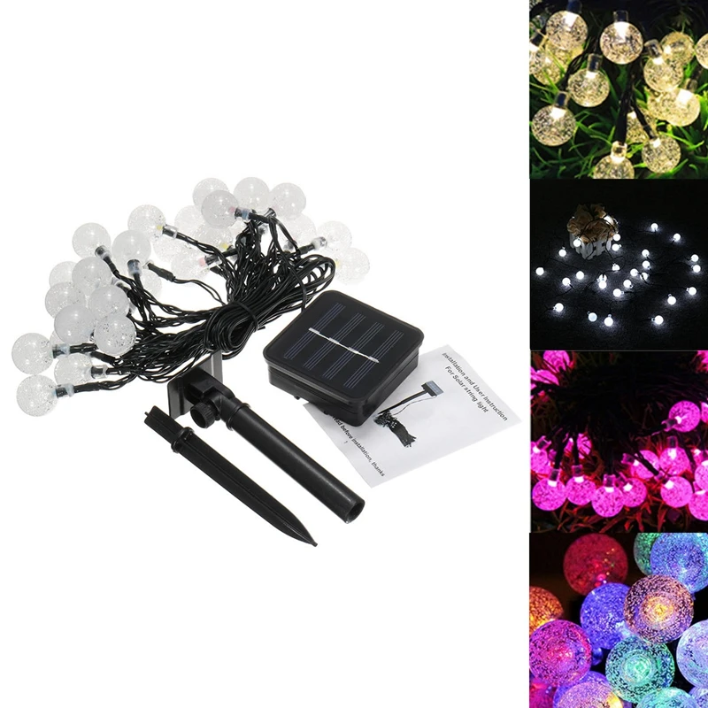 Солнечные 6M30LEDS водонепроницаемый Солнечный Шар Сказочный свет для сада