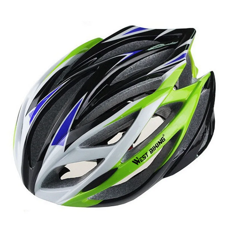 Green WEST BIKING 21 Air Vents, велосипедные шлемы отверстия наслаждаться велосипедный шлем для езды на велосипеде, MTB гоночный велосипед Capacete углерода EPS Регулируемая Защита шлемы - Цвет: Green