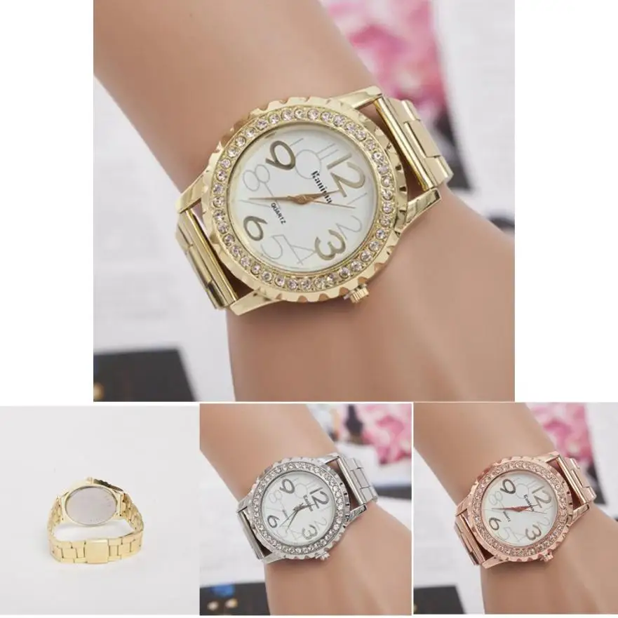 

2018 new luxury men's perfect gift with diamond gold watch analog alloy quartz sports watch men's fashion crystal watch #F