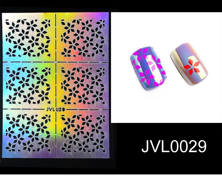 

10 Sheets Nail Vinyls Laser Hollow Stencil Stickers Transfer Guide Template Heart Star Fish Manicure Nail Art Decoration