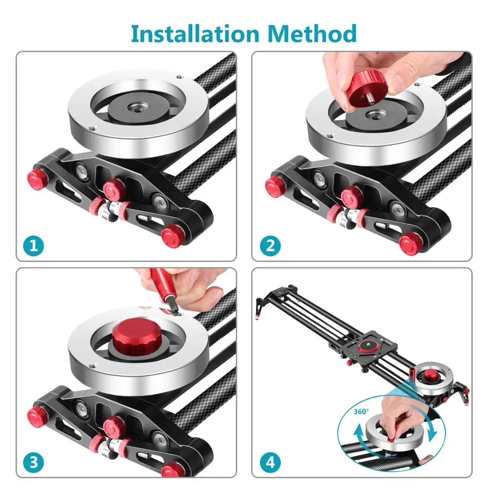 Neewer Camera Slider Видеодорожка Dolly Rail Стабилизатор маховика Противовес с легкими
