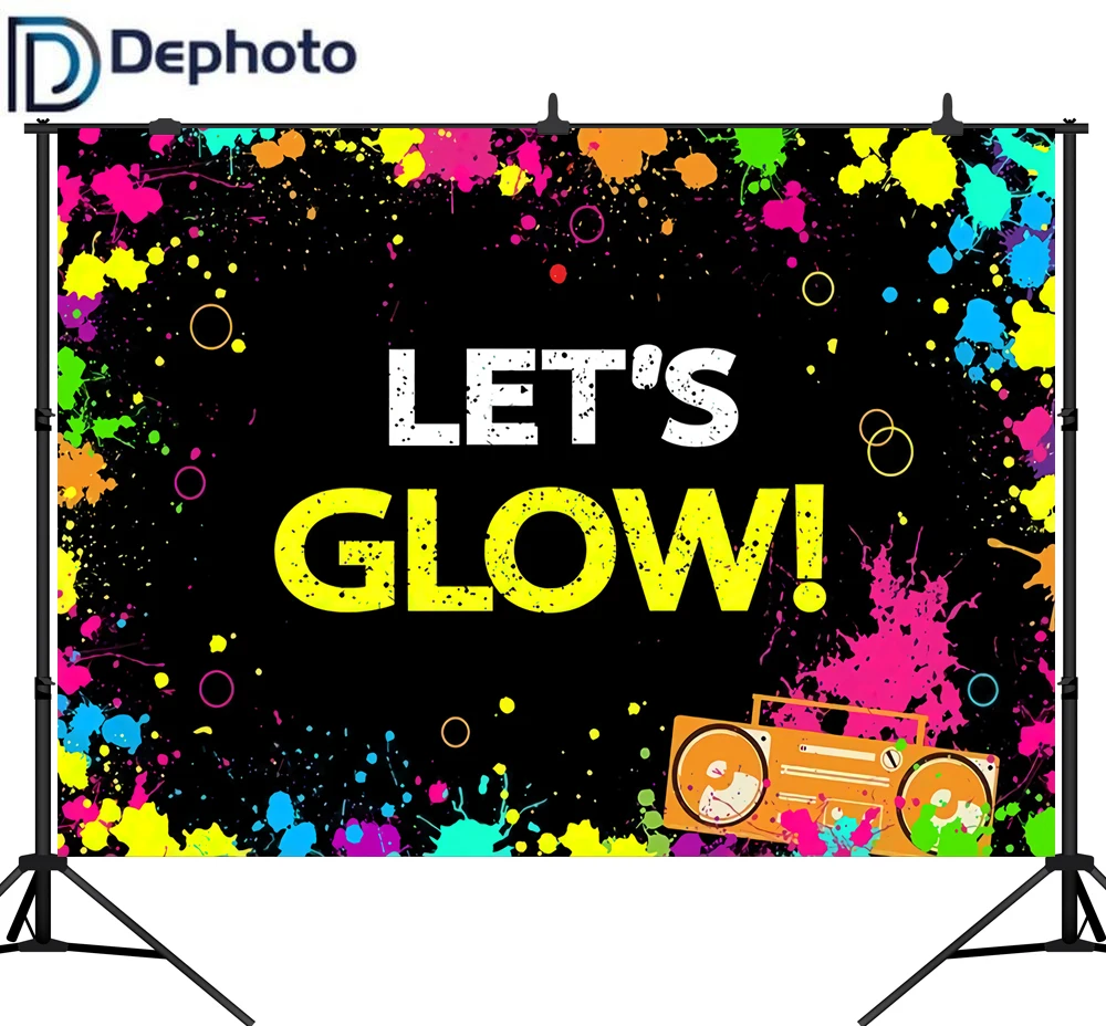 DePhoto Let's Glow Splatter фон для фотосъемки музыкальная лента граффити светящийся