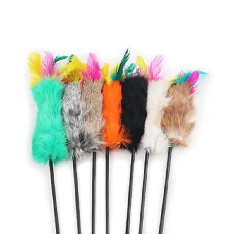 55cm Fun Pets Stick Toys Cats Feather Wand Rod For Cat Catcher Teaser Toy Pet Kitten Jumping Trainning New | Дом и сад