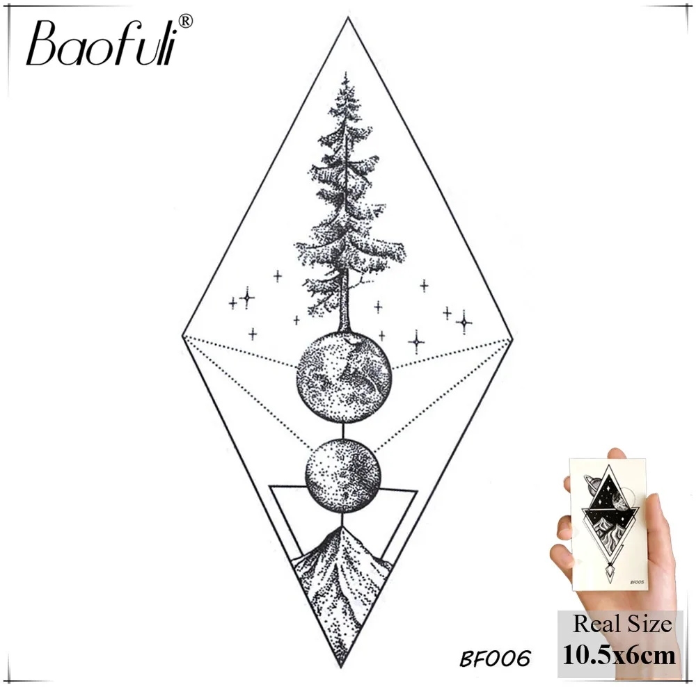 BBF006 BAOFULI, Мужская Временная Геометрическая Вселенная, ромбовидная татуировка, водонепроницаемая, планеты, город, тату, боди, рука, искусство, Переводные татуировки, наклейка - Цвет: BBF006