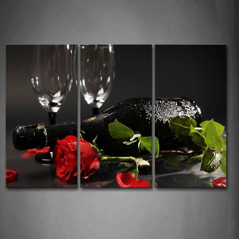 3 Панели рисунок на стену без рамки картины для виноградного вина листок Розы