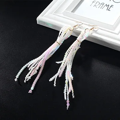 Trendy Colorful Shiny Sequins Tassel Earrings Bling Long Drop for Women Girl Party Accessories Gifts Brincos | Украшения и