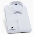 Французские запонки рубашка Для мужчин пальто с длинными рукавами, со скрытыми пуговицами однотонные бизнес Для мужчин платье рубашки для мальчиков формальный костюм-смокинг рубашка Мужской без кармана