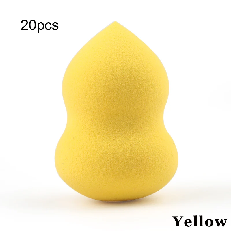 M Yellow 20pcs gourd Средний макияж губка серьги в форме капли воды, основы под макияж, буфами на рукавах корректор порошок гладкой Красота косметический спонж для макияжа инструмент - Цвет: M Yellow 20pcs gourd