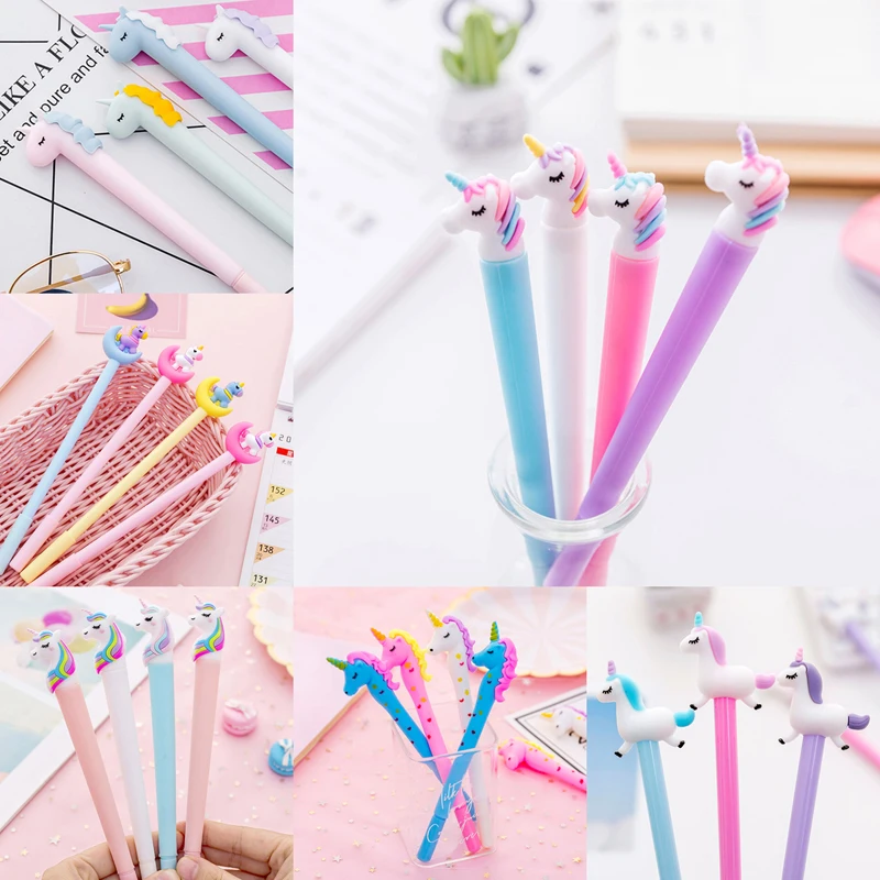Корейский милый Радужный Единорог гелевая ручка Kawaii Милая луна животных канцелярские принадлежности для девочек детский подарок школьные офисные принадлежности вещь Bts