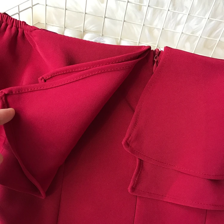 ALPHALMODA Тип высокой талией узкие гофрированные комбинезоны Высокая талия широкие брюки с широкими штанинами модные однотонные женские костюмы